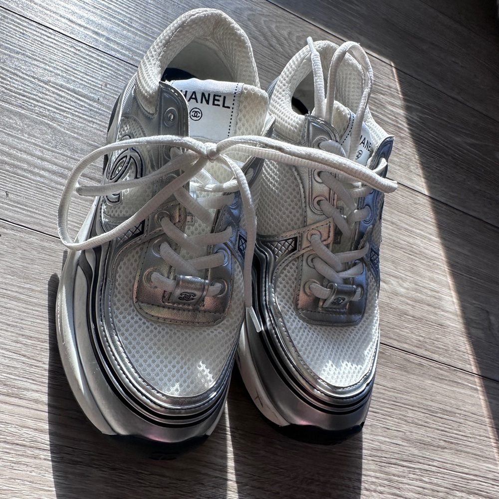 Chanel Sneakers Metallic Silver Size 40